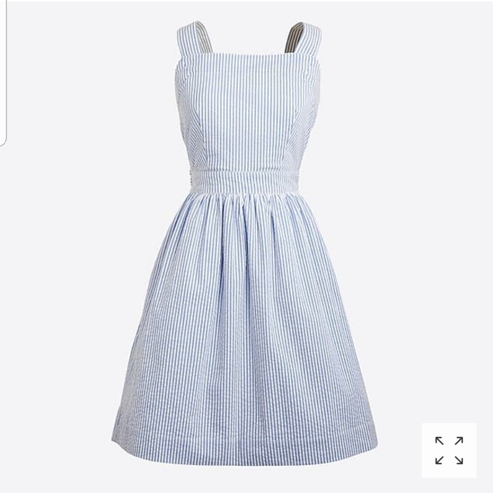 J Crew Factory Blue Seersucker Apron Dress